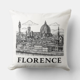 Florence Cityscape - Duomo Cathedral Line Art Kudde