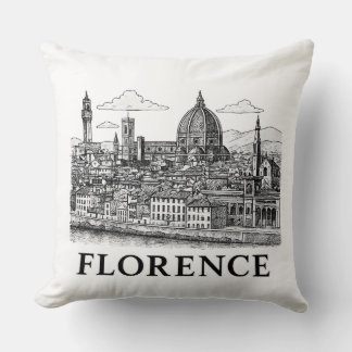 Florence Cityscape - Duomo Cathedral Line Art Kudde