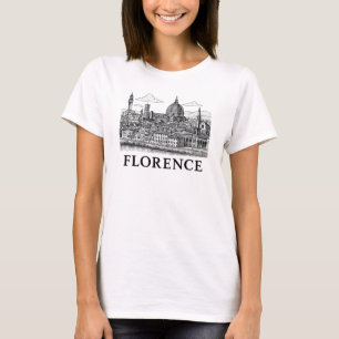 Florence Cityscape - Duomo Cathedral Line Art T Shirt