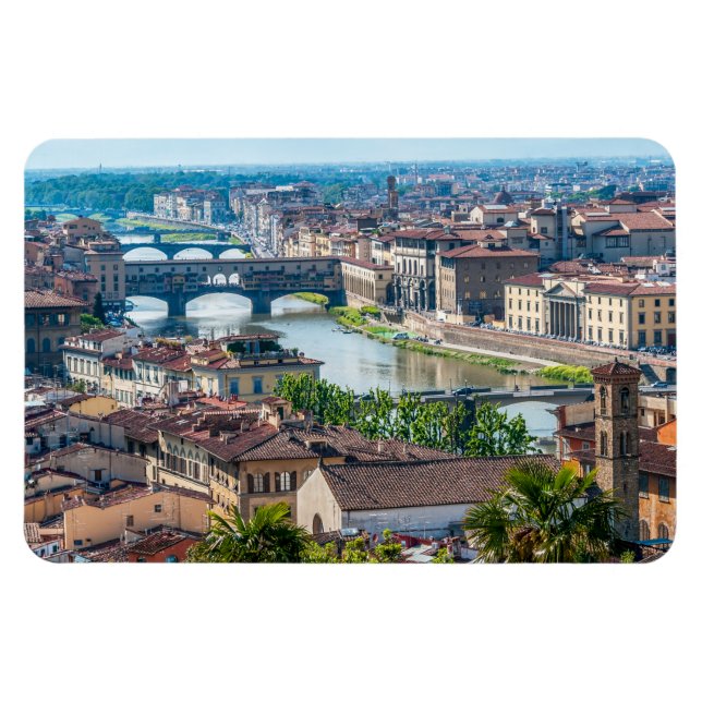 Florence cityscape - Ponte Vecchio över Arno Magnet (Horisontell)