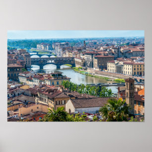 Florence cityscape - Ponte Vecchio över Arno Poster