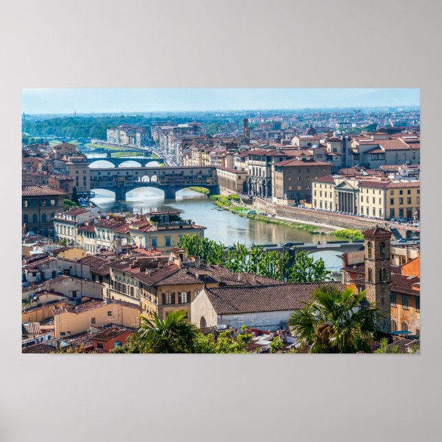 Florence cityscape - Ponte Vecchio över Arno Poster (Framsidan)