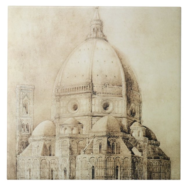 Florence domkyrka från öster, från 'fragment kakelplatta (Framsidan)