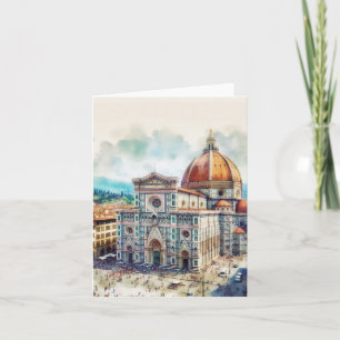 Florence Duomo Italien Waterolor Kort