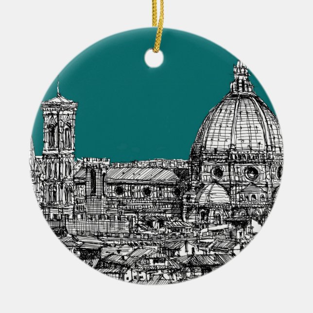 Florence i turkos julgransprydnad keramik (Framsidan)