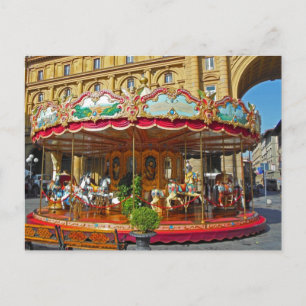 Florence Italien Antique Carousel Vykort