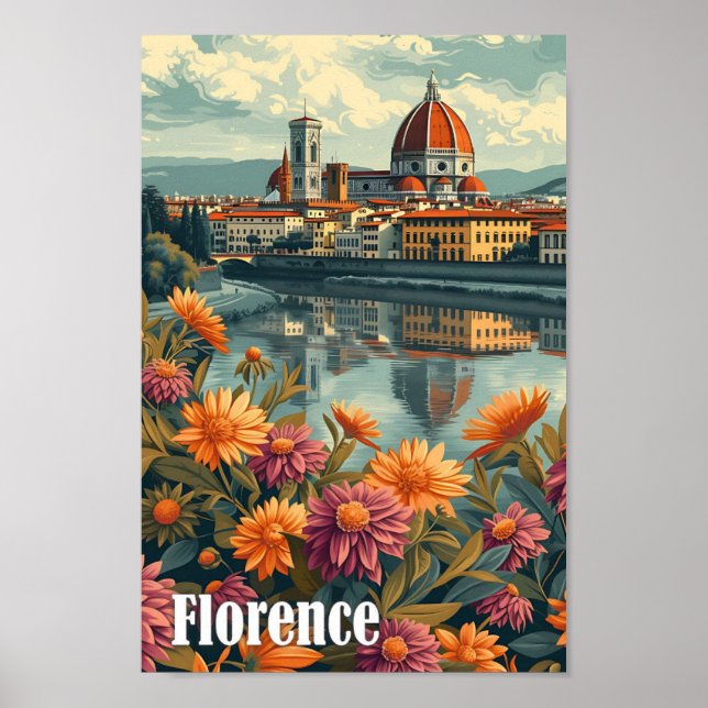Florence Italien Artistic Travel Illustration Poster (Framsidan)