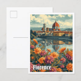Florence Italien Artistic Travel Illustration Vykort