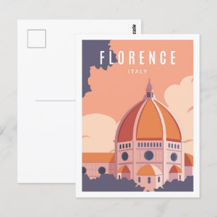 Florence Italien Berömd Travel Ställe Illustratio Vykort