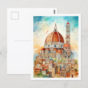 Florence Italien Berömd Travel Ställe Vykort