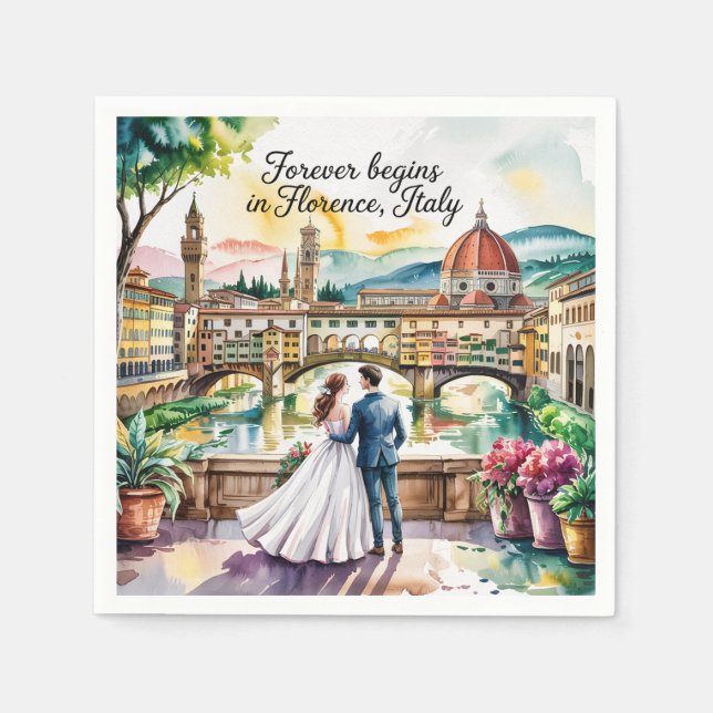 Florence Italien Bröllop Pappersservett (Framsidan)