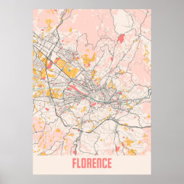 Florence - Italien Chalk City Karta Poster