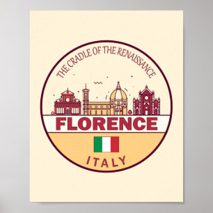Florence Italien City Skyline Emblem Poster