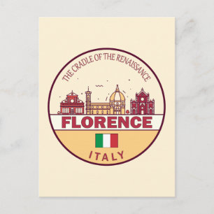 Florence Italien City Skyline Emblem Vykort