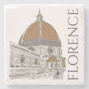 Florence Italien Duomo Cathedral Pen och Bläck Tec Stenunderlägg