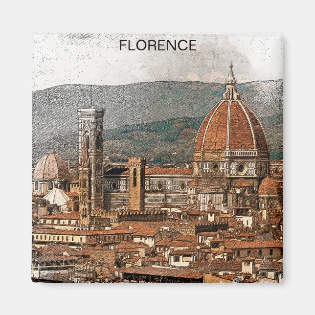 Florence Italien Duomo Cathedral Travel Magnet (Framsidan)
