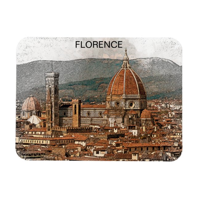 Florence Italien Duomo Cathedral Travel Magnet (Horisontell)