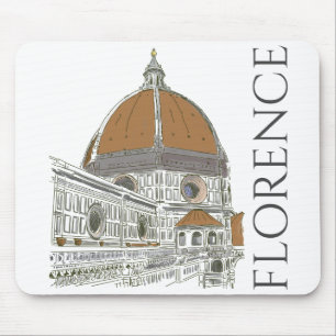 Florence Italien Duomo Pen och Bläck Färg Teckning Musmatta