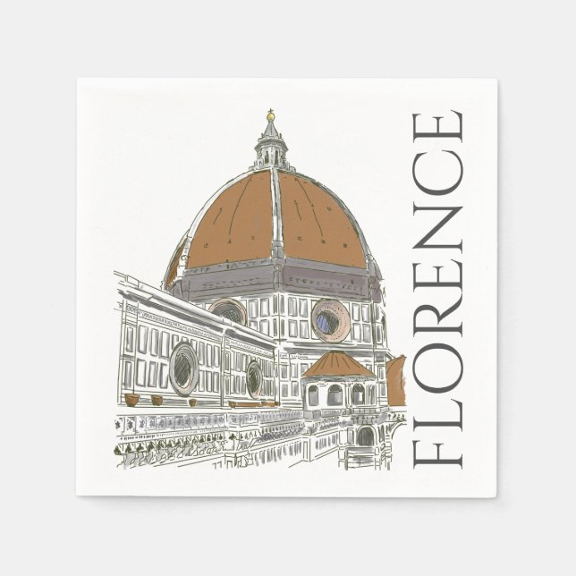 Florence Italien Duomo Pen och Bläck Illustration Pappersservett (Framsidan)