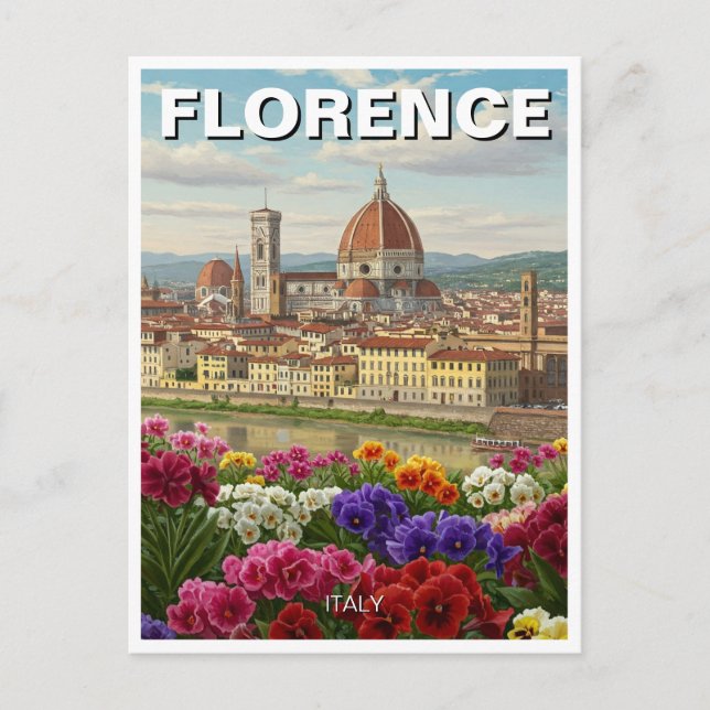 Florence Italien Flowers Travel Vykort (Framsida)