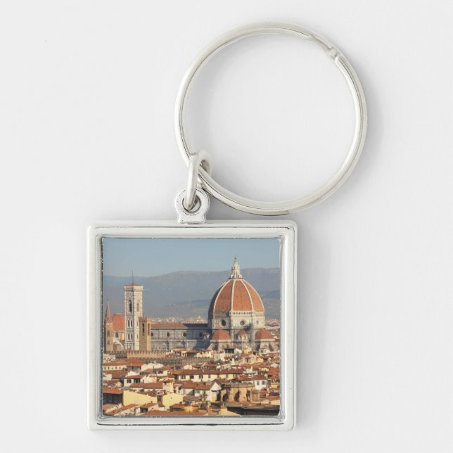 Florence italien fyrkantig silverfärgad nyckelring (Framsidan)