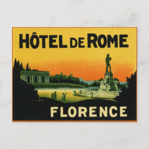 Florence Italien HOTEL DeROME Vykort