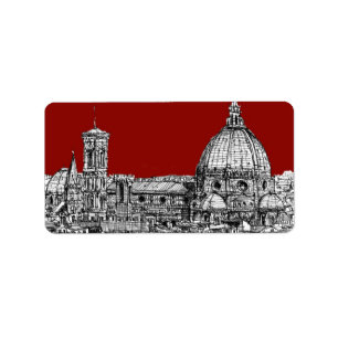 Florence italien i rött adressetikett