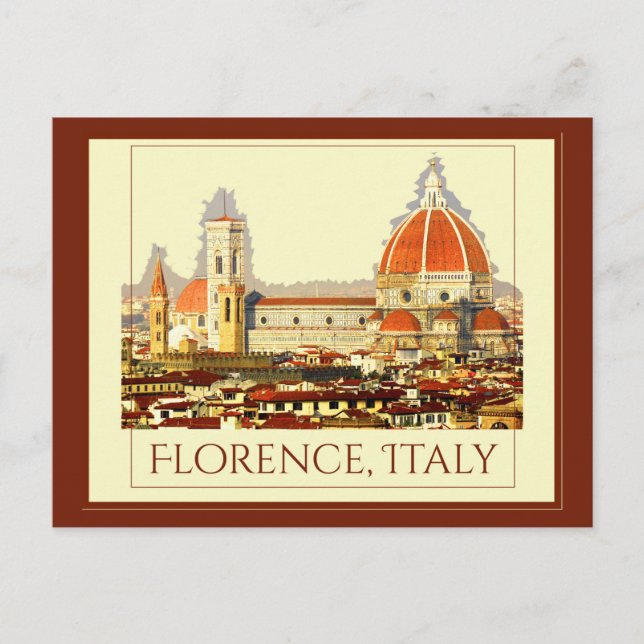 Florence, Italien Retro Travel Poster Vykort (Framsida)