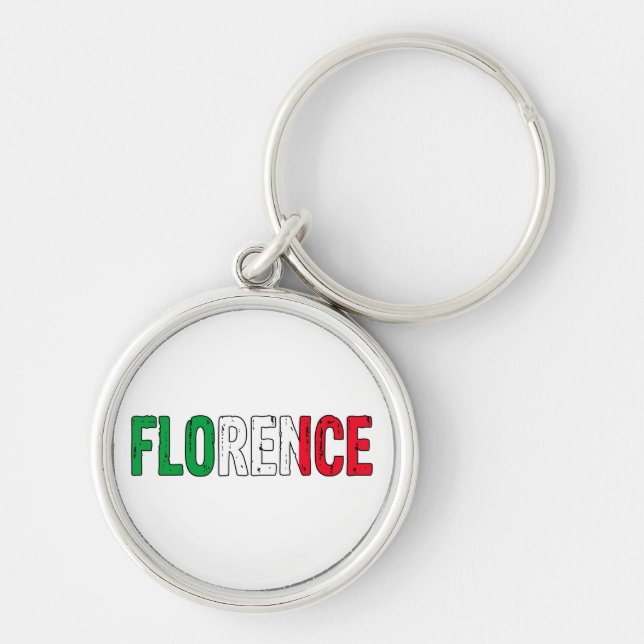 Florence Italien Rund Silverfärgad Nyckelring (Framsidan)