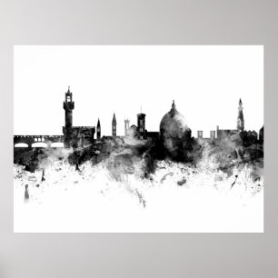Florence Italien Skyline Black White Poster