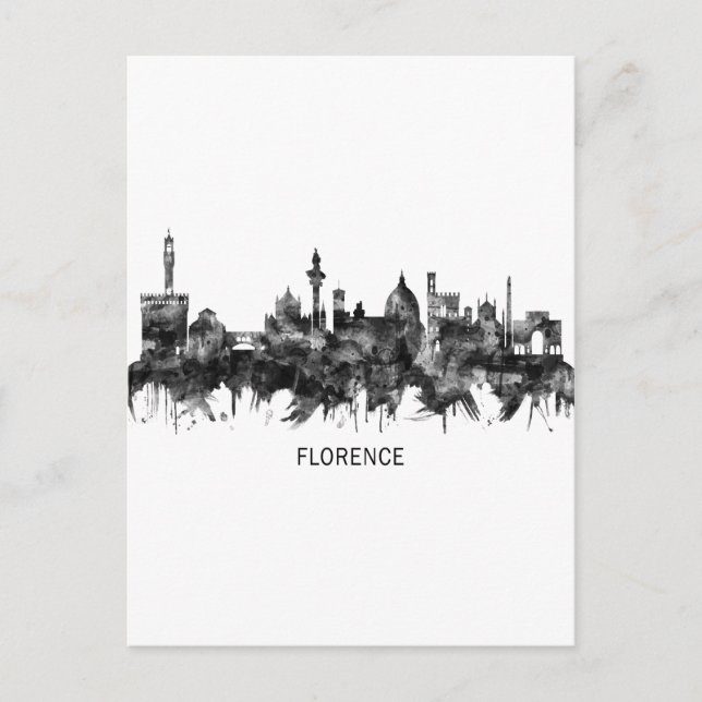 Florence Italien Skyline BW Helg Vykort (Framsida)