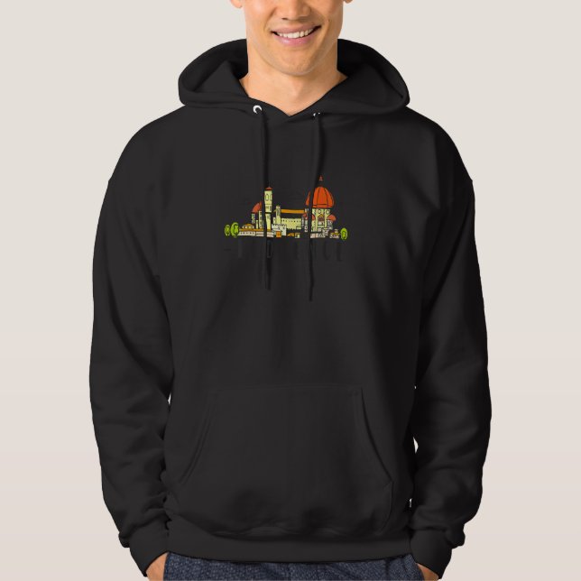 Florence Italien Skyline Duomo Hand plockade Vinta Hoodie (Framsida)