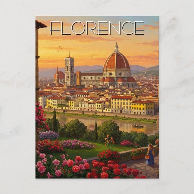 Florence Italien Skyline Sunset Vykort (Framsida)