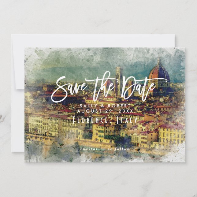 Florence Italien sommarkort bröllop spara datum Tack Kort (Framsida)
