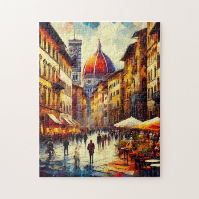 Florence, Italien Street med Duomo Painting Pussel (Vertikal)