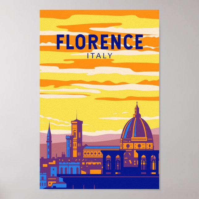 Florence Italien Travel Art Vintage Poster (Framsidan)