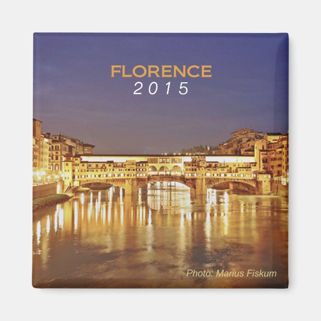 Florence Italien Travel Souvenir Magnet Change År (Framsidan)