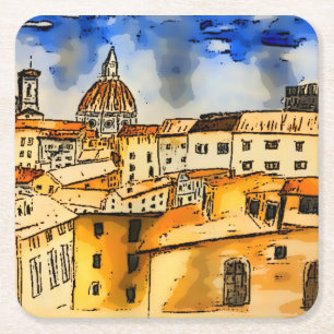 Florence Italien  Underlägg Papper Kvadrat