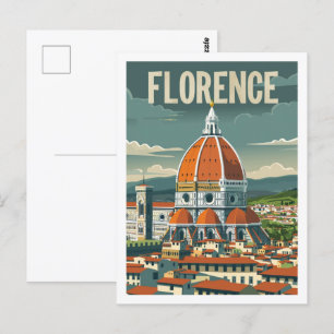 Florence Italien Vintage Berömd Travel Ställe Vykort