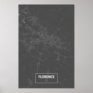 Florence italien (vit på svart) poster