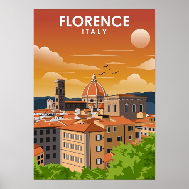 Florence Italy European City Travel Illustration Poster (Framsidan)