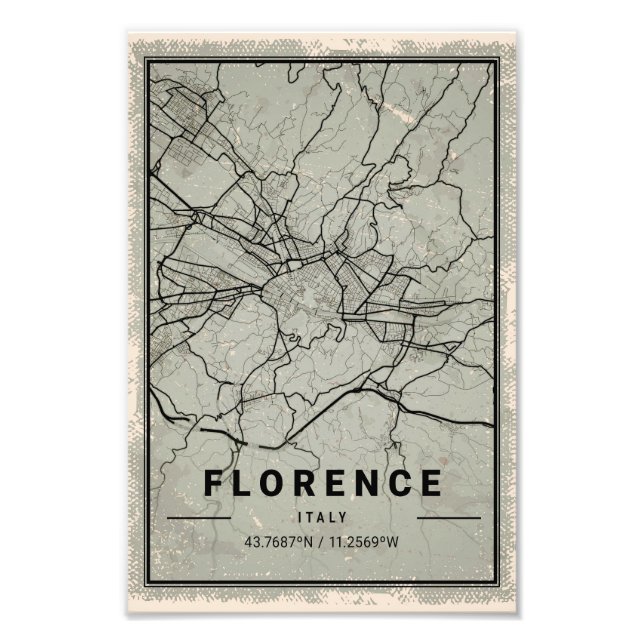 Florence italy map print poster canvas (Framsidan)