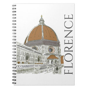 Florence Italys Duomo Pen och Bläck Illustration Anteckningsbok