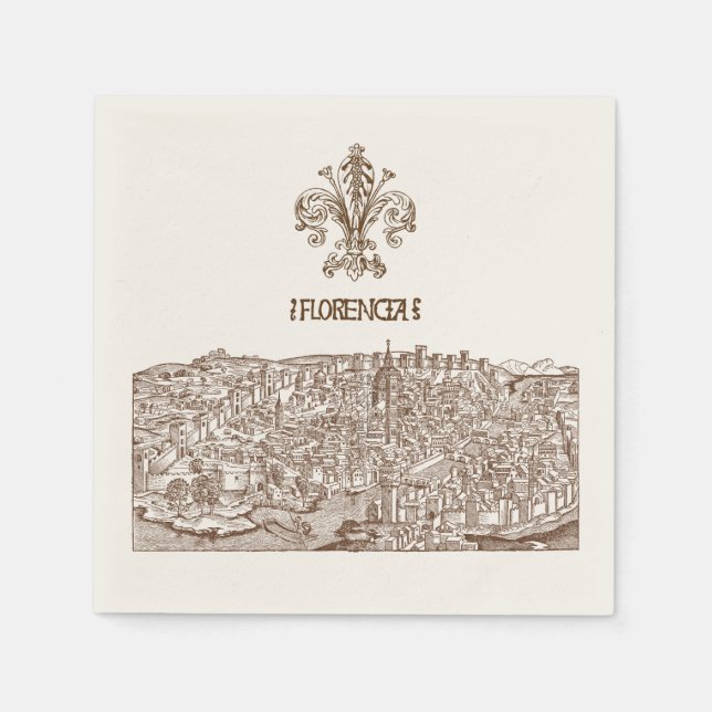 Florence, medeltida träsnitt pappersservett (Framsidan)