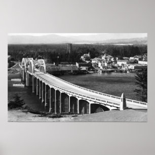 Florence, Oregon Town View och Siuslaw Bridge Poster