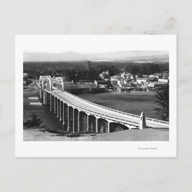 Florence, Oregon Town View och Siuslaw Bridge Vykort (Framsida)