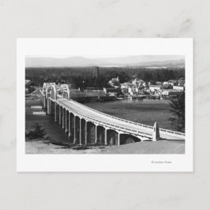 Florence, Oregon Town View och Siuslaw Bridge Vykort