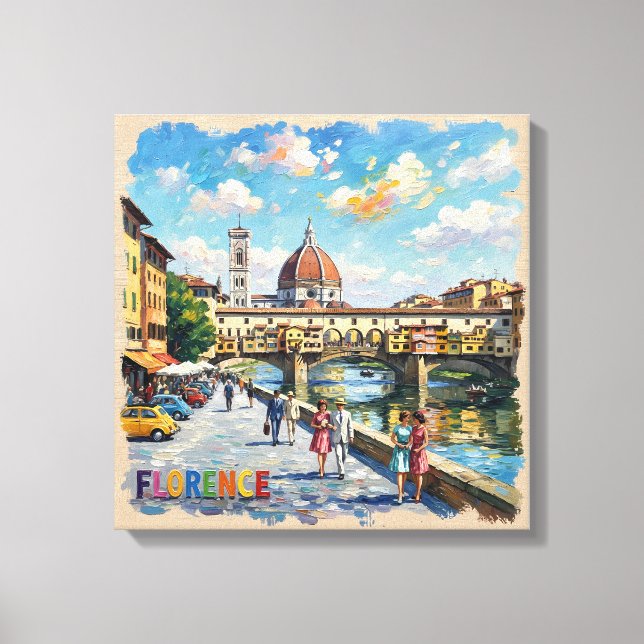 Florence Ponte Vecchio Duomo Scene Canvas (Framsida)