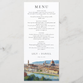 Florence Skyline Watercolor Elegant Wedding Meny
