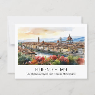Florence vattencolor skyline Rom Italien editable Vykort